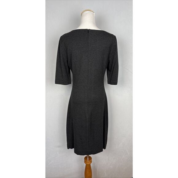 Trina Turk Ponte Sheath Dress 6 Dark Gray 3/4 Sleeves Professional Workwear - Picture 5 of 8